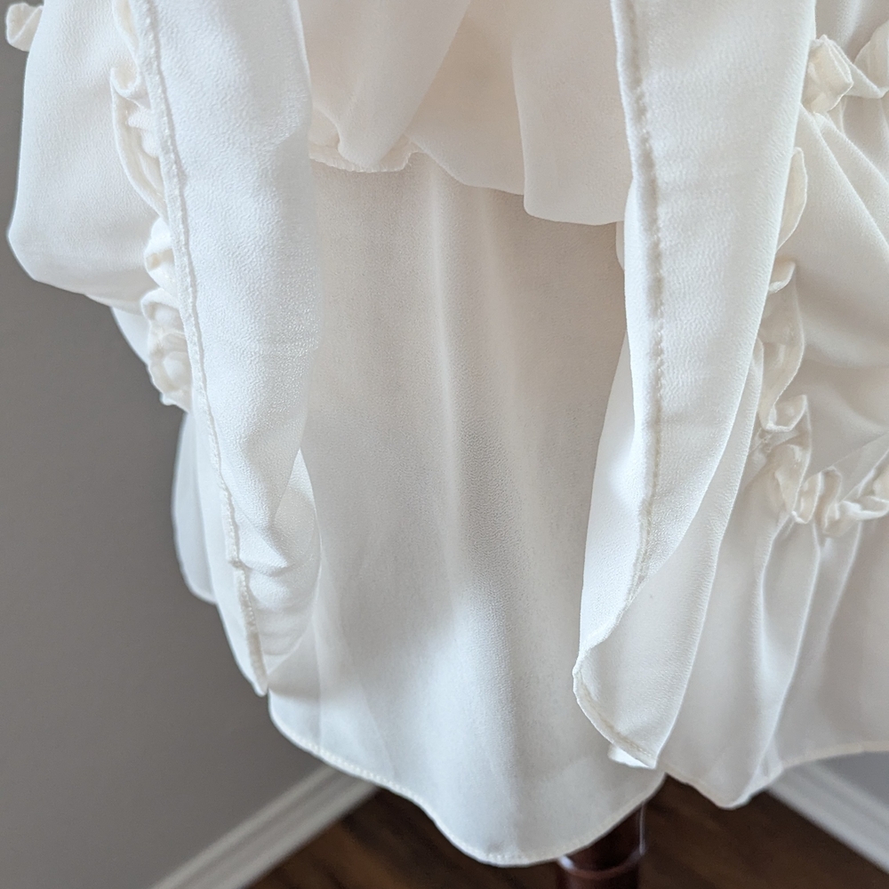 Mable By Anthropologie Cream Ruffle Tiered Mini Dress Romantic Preppy - Picture 8 of 12